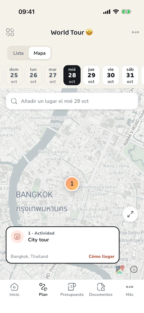 El plan en el mapa