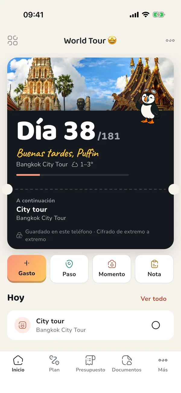 Hoy en PuffinPilot: lo siguiente, dónde duermes esta noche y cómo va el presupuesto.